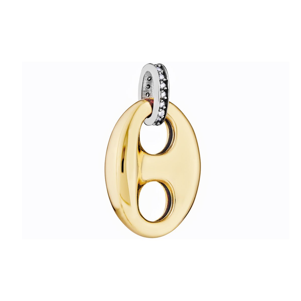 Birmingham Jewelry - 14K Two - Tone Gold Puff Mariner Diamond Bail Link Pendant - Birmingham Jewelry