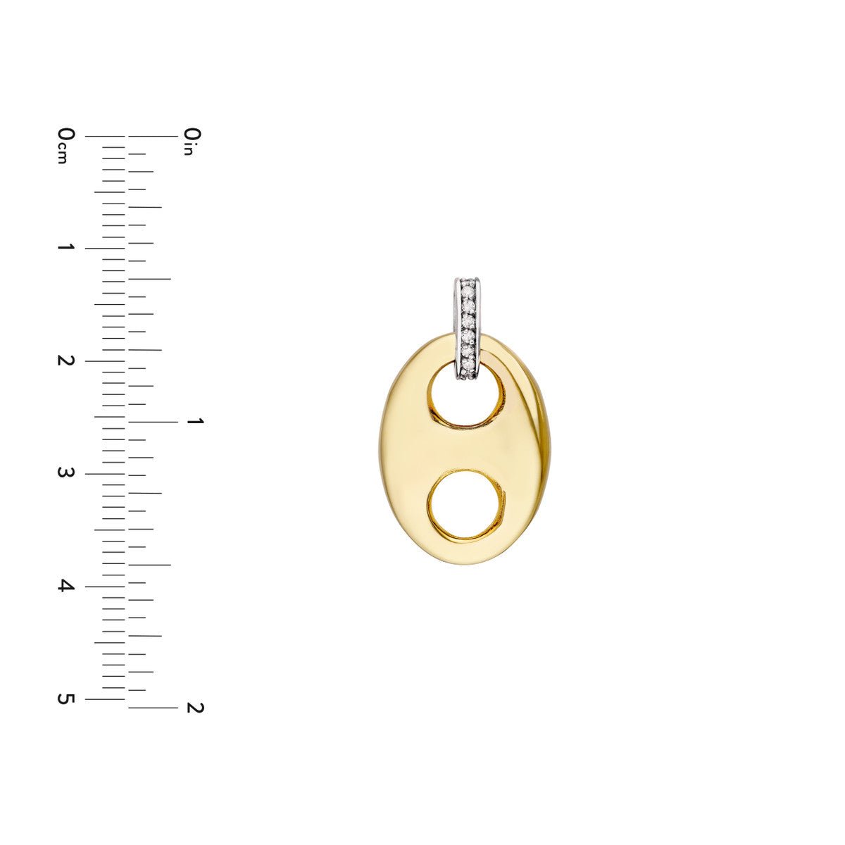 Birmingham Jewelry - 14K Two - Tone Gold Puff Mariner Diamond Bail Link Pendant - Birmingham Jewelry