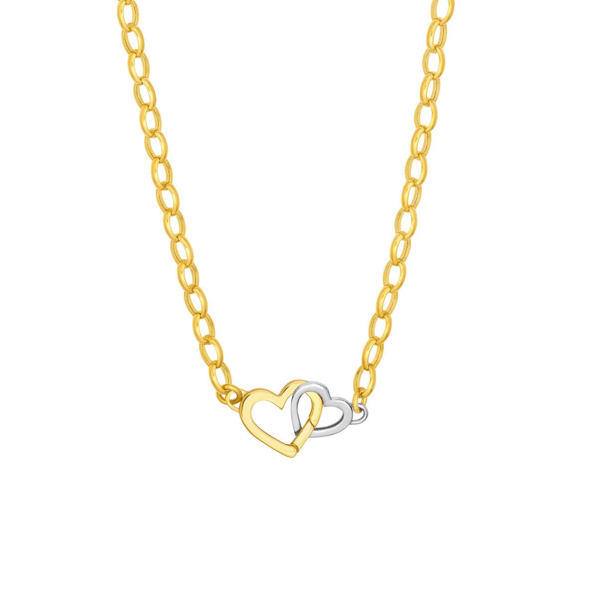 14K Two Tone Gold Push Lock Heart Pendant Necklace Birmingham Jewelry Necklace Birmingham Jewelry 