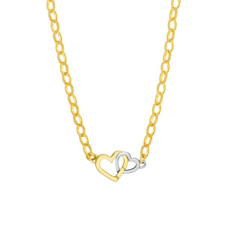 Birmingham Jewelry - 14K Two Tone Gold Push Lock Heart Pendant Necklace - Birmingham Jewelry