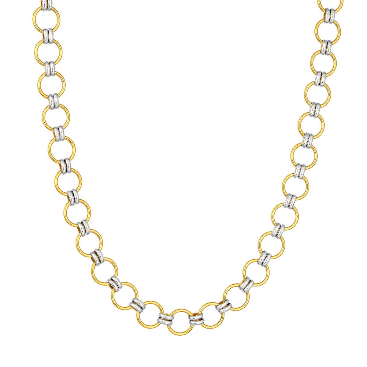 Birmingham Jewelry - 14K Two - Tone Gold Round Link Necklace - Birmingham Jewelry