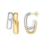 Birmingham Jewelry - 14K Two - Tone Gold Side by Side D - Tube Open Hoop Earrings - Birmingham Jewelry