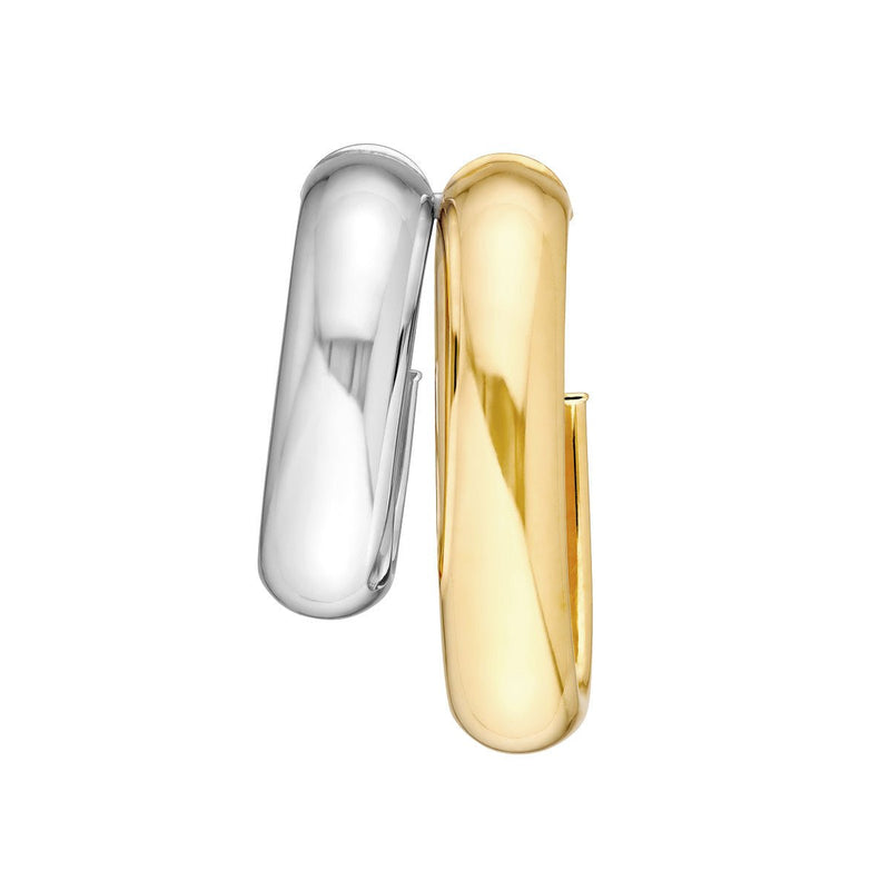 Birmingham Jewelry - 14K Two - Tone Gold Side by Side D - Tube Open Hoop Earrings - Birmingham Jewelry