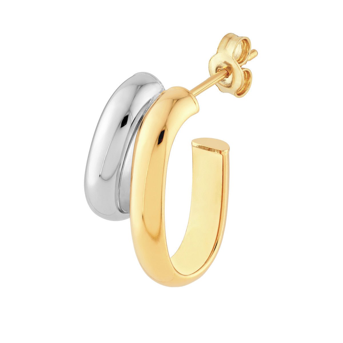 Birmingham Jewelry - 14K Two - Tone Gold Side by Side Open Hoop Earrings - Birmingham Jewelry