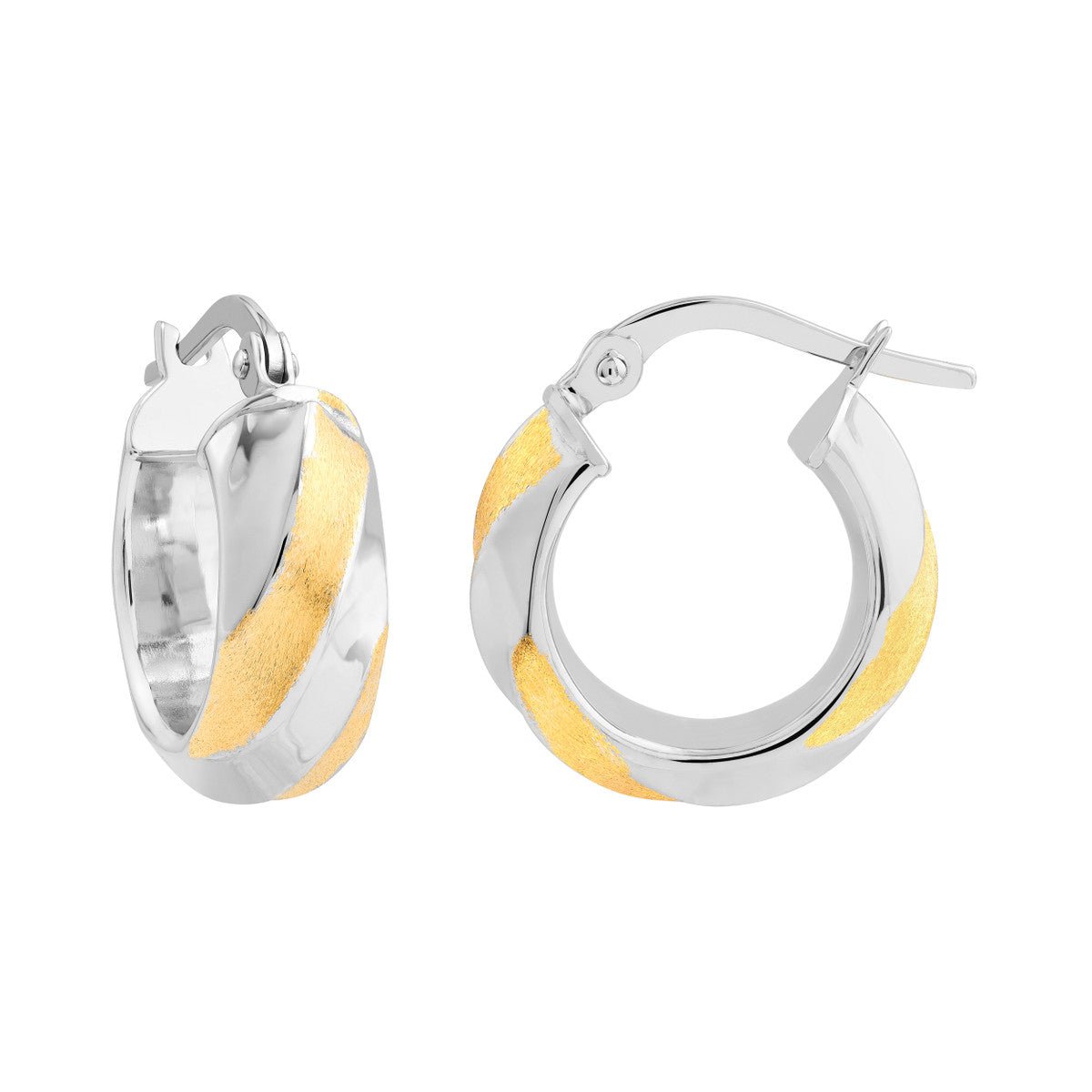 14K Two-Tone Gold Twisted Round Hoop Earrings Birmingham Jewelry Earrings Birmingham Jewelry 