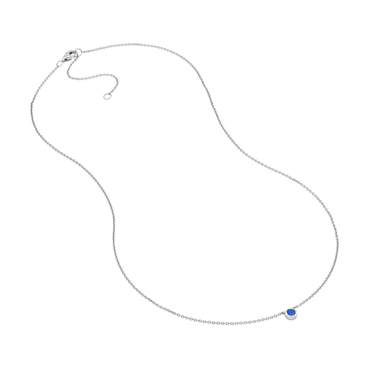 Birmingham Jewelry - 14K White Gold 3.00mm Sapphire Stone Bezel Necklace - Birmingham Jewelry