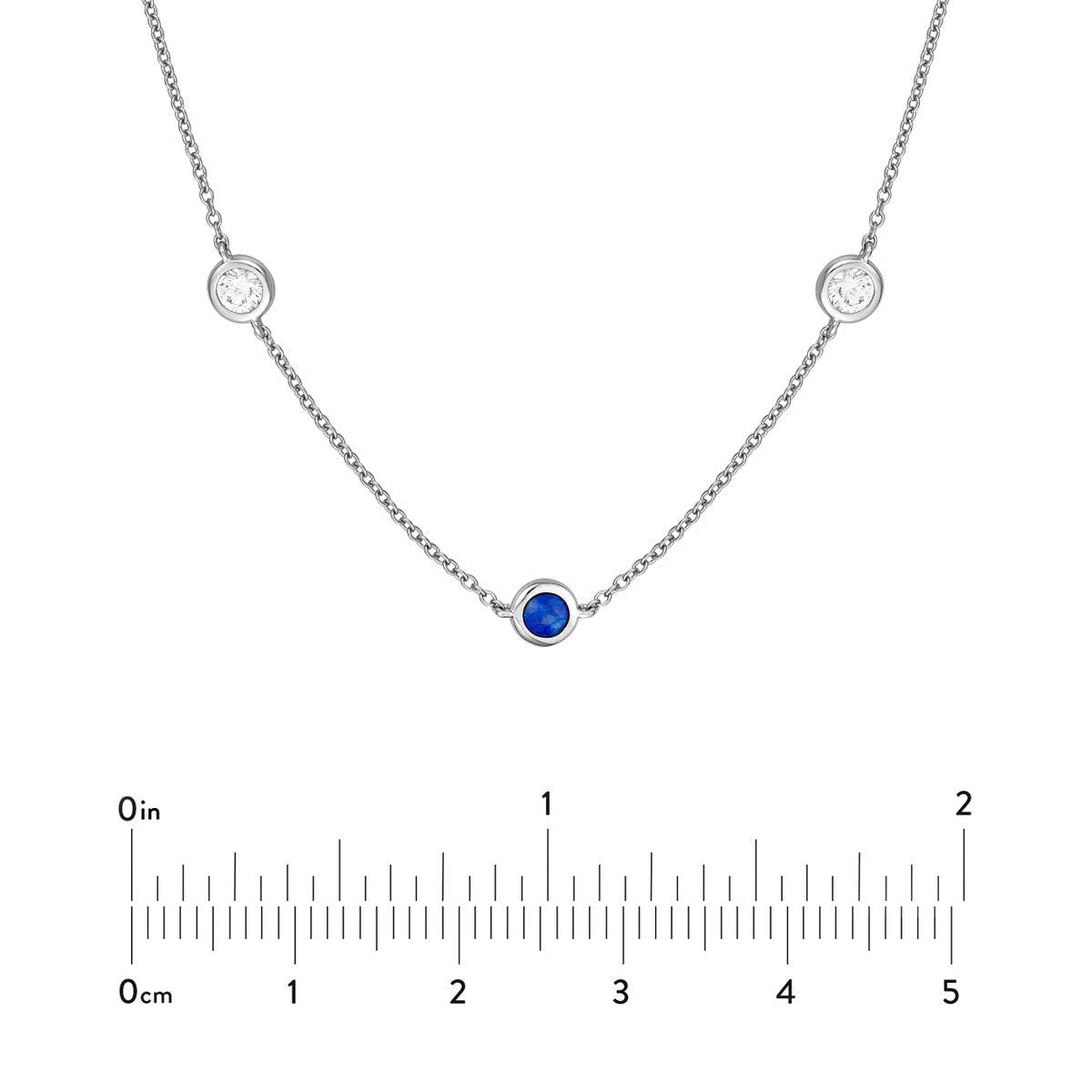 Birmingham Jewelry - 14K White Gold 3/8tcw Diamond & Sapphire Bezel Station Necklace - Birmingham Jewelry