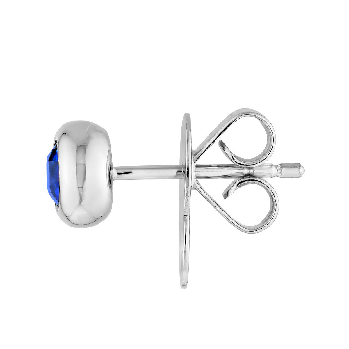 Birmingham Jewelry - 14K White Gold 4.00mm Round Blue Sapphire Stud Earrings - Birmingham Jewelry