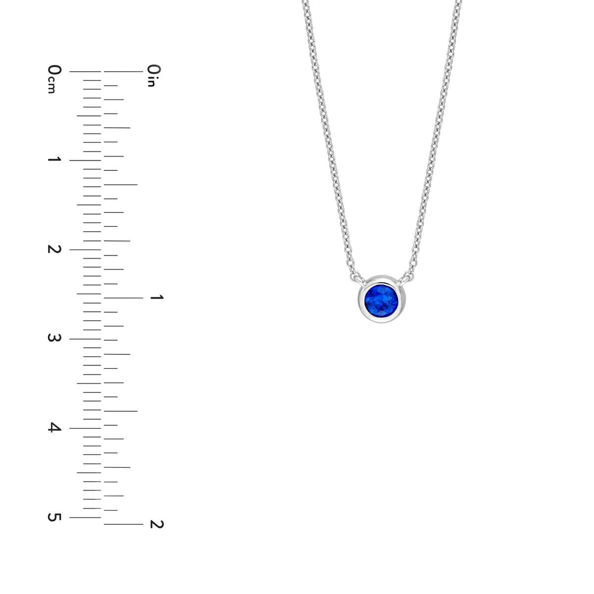 Birmingham Jewelry - 14K White Gold 4.00mm Sapphire Stone Bezel Necklace - Birmingham Jewelry