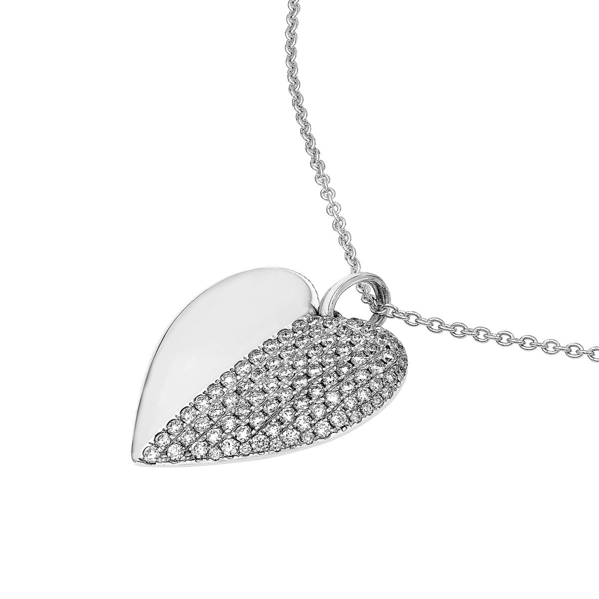 14K White Gold 50/50 Diamond Heart Pendant Birmingham Jewelry Pendant Birmingham Jewelry 