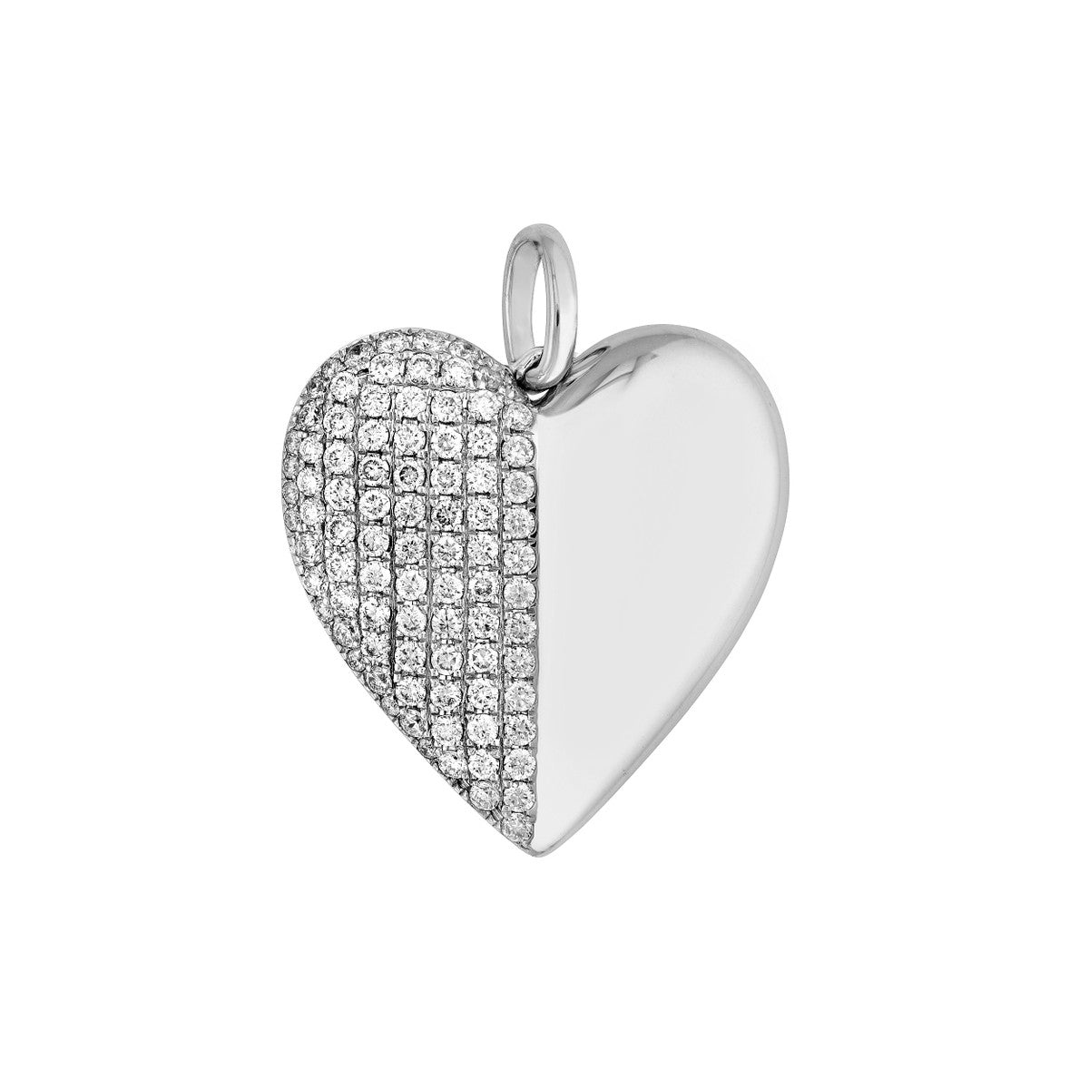 14K White Gold 50/50 Diamond Heart Pendant Birmingham Jewelry Pendant Birmingham Jewelry 