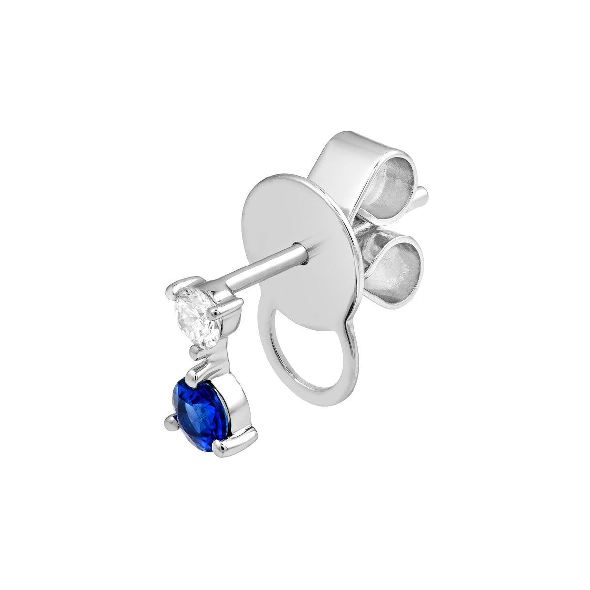 Birmingham Jewelry - 14K White Gold Diamond & Sapphire Stud Earrings (1/8tcw) - Birmingham Jewelry