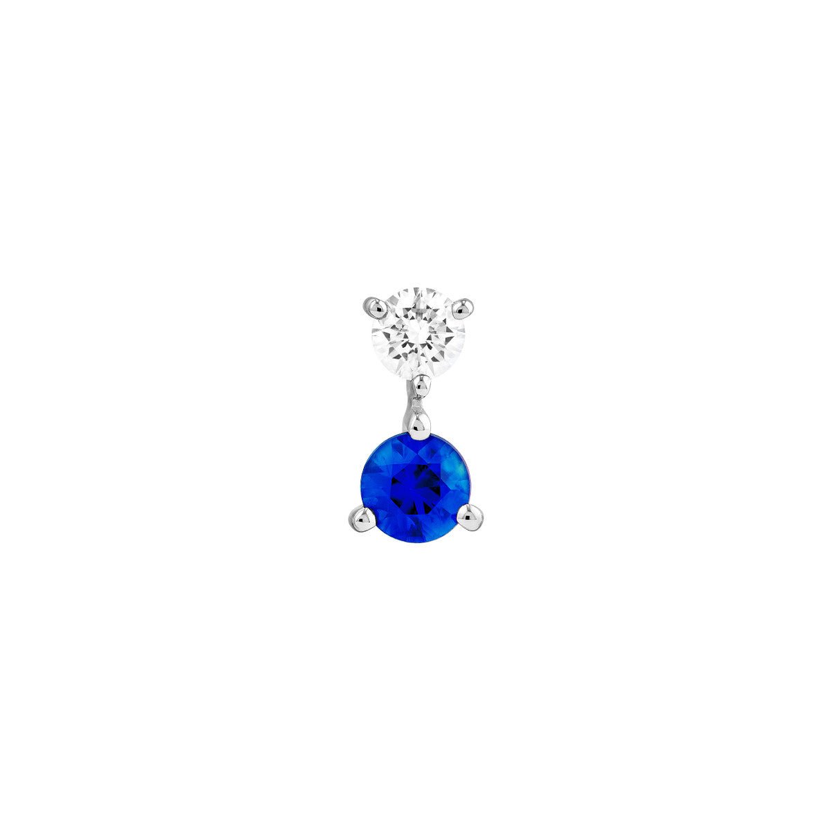 Birmingham Jewelry - 14K White Gold Diamond & Sapphire Stud Earrings (1/8tcw) - Birmingham Jewelry