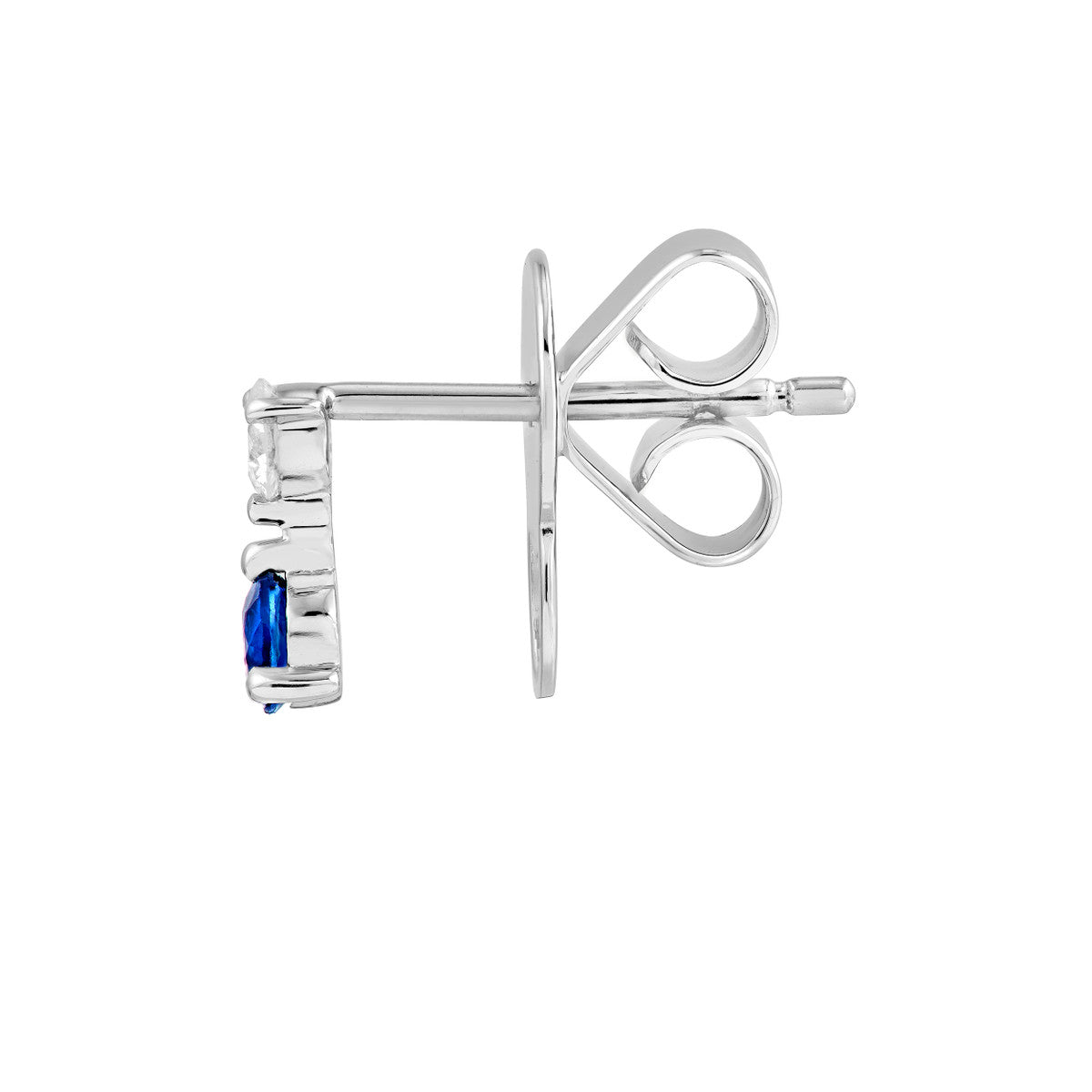 Birmingham Jewelry - 14K White Gold Diamond & Sapphire Stud Earrings (1/8tcw) - Birmingham Jewelry