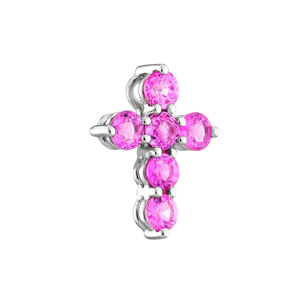 Birmingham Jewelry - 14K White Gold Pink Sapphire Stone Cross Pendant - Birmingham Jewelry