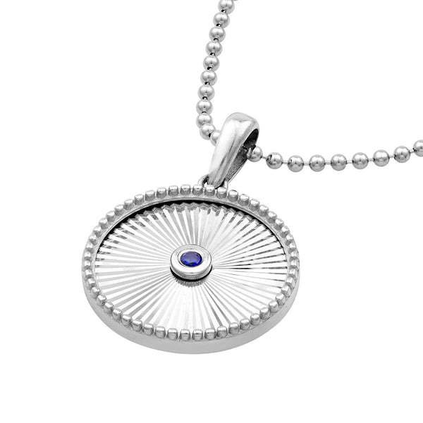 Birmingham Jewelry - 14K White Gold Round Sapphire Radiant Pendant - Birmingham Jewelry