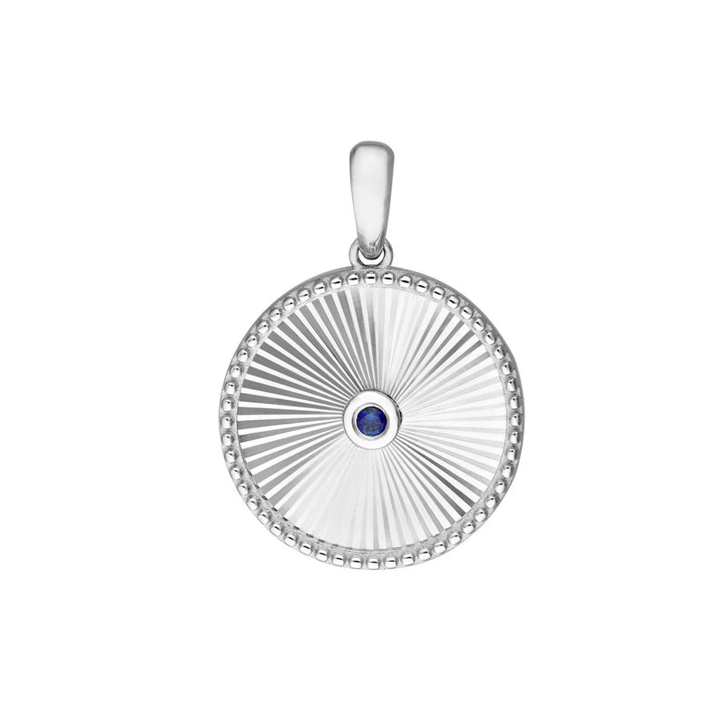 Birmingham Jewelry - 14K White Gold Round Sapphire Radiant Pendant - Birmingham Jewelry