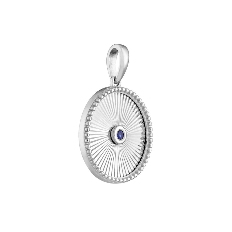 Birmingham Jewelry - 14K White Gold Round Sapphire Radiant Pendant - Birmingham Jewelry