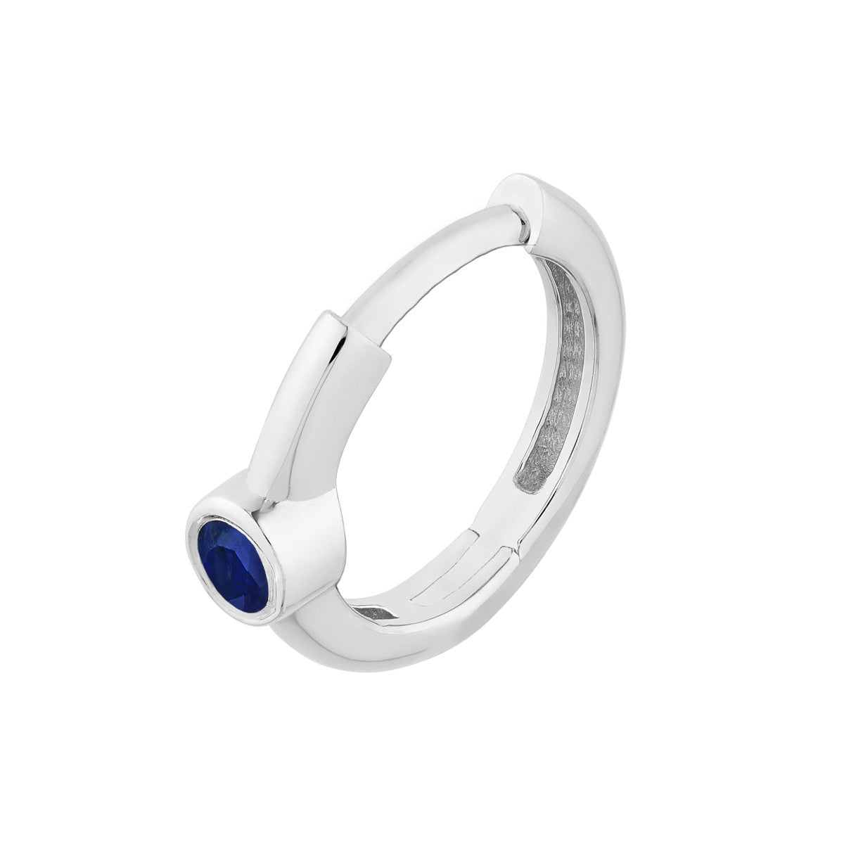 Birmingham Jewelry - 14K White Gold Sapphire Bezel Mini Hoops - Birmingham Jewelry