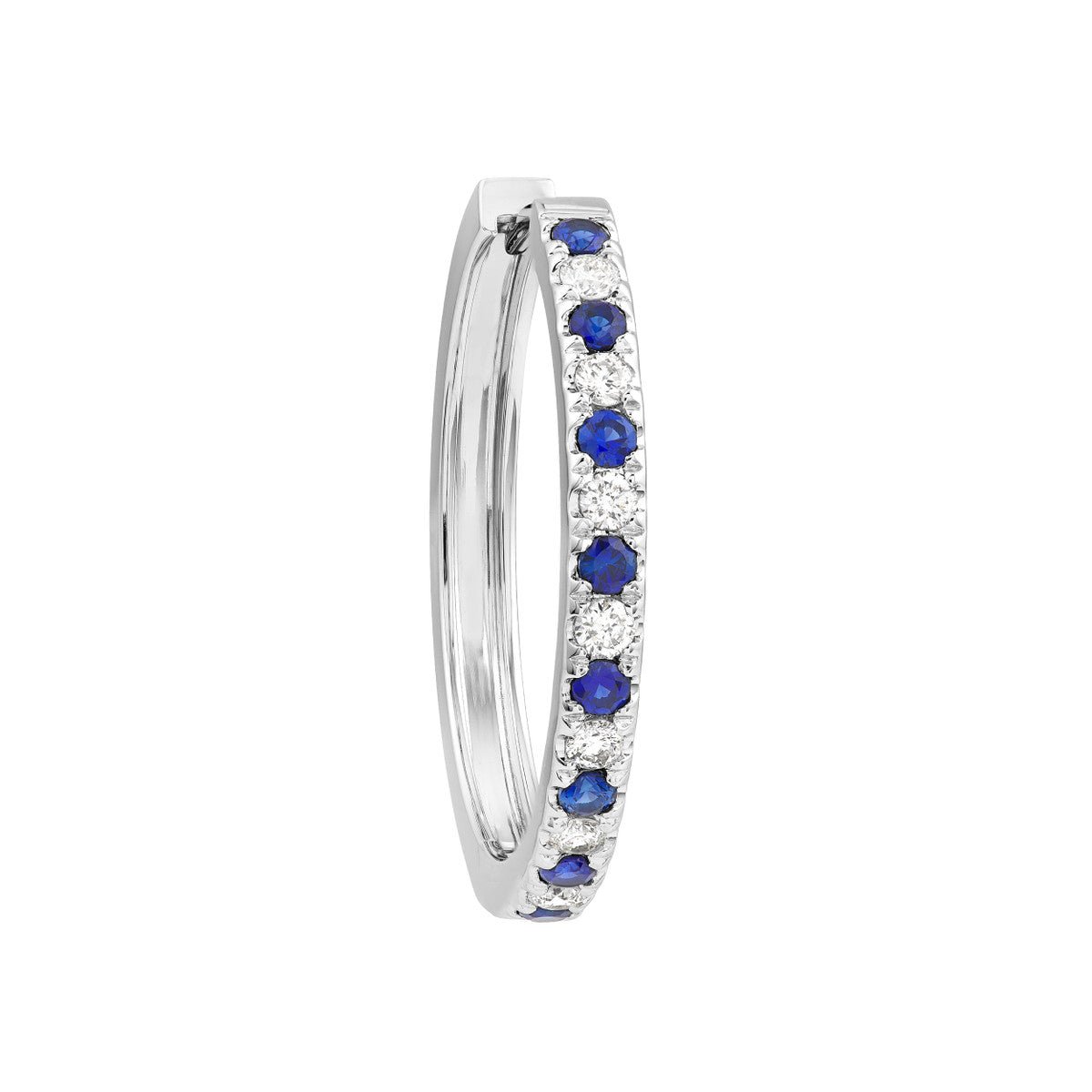 14K White Gold Sapphire & Diamond Hoop Earrings (3/8tcw) Birmingham Jewelry Earrings Birmingham Jewelry 