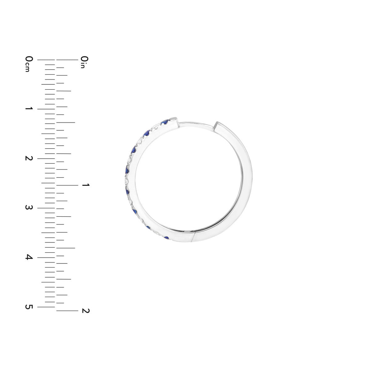 14K White Gold Sapphire & Diamond Hoop Earrings (3/8tcw) Birmingham Jewelry Earrings Birmingham Jewelry 