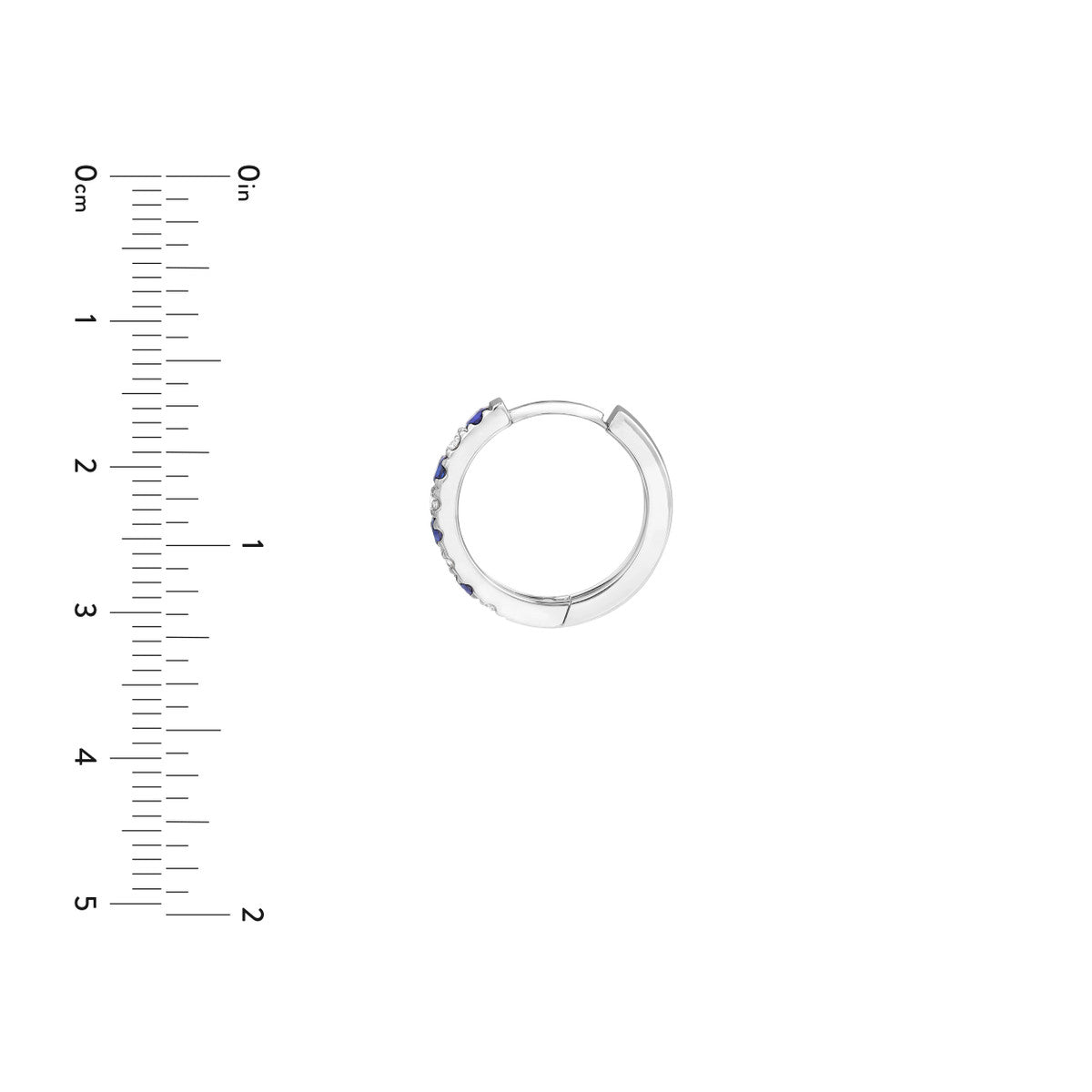 14K White Gold Sapphire & Diamond Huggies (1/4tcw) Birmingham Jewelry Earrings Birmingham Jewelry 