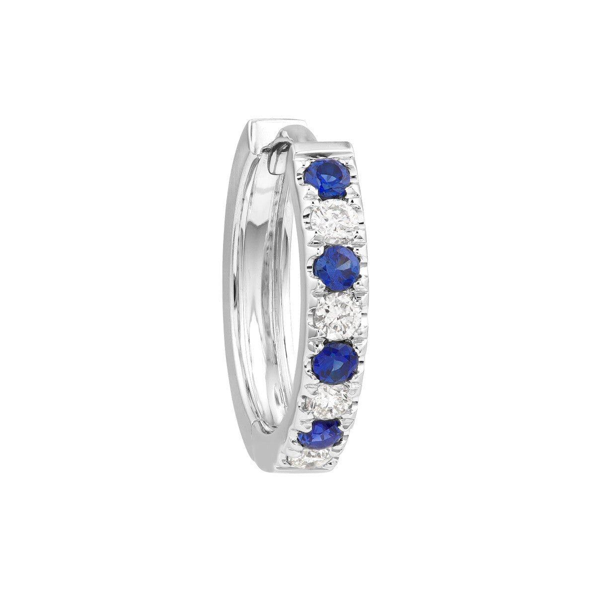 Birmingham Jewelry - 14K White Gold Sapphire & Diamond Huggies (1/4tcw) - Birmingham Jewelry