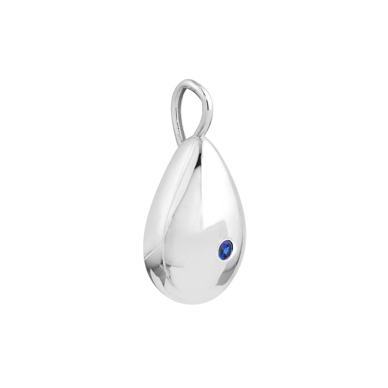 Birmingham Jewelry - 14K White Gold Sapphire Puffed Teardrop Pendant - Birmingham Jewelry