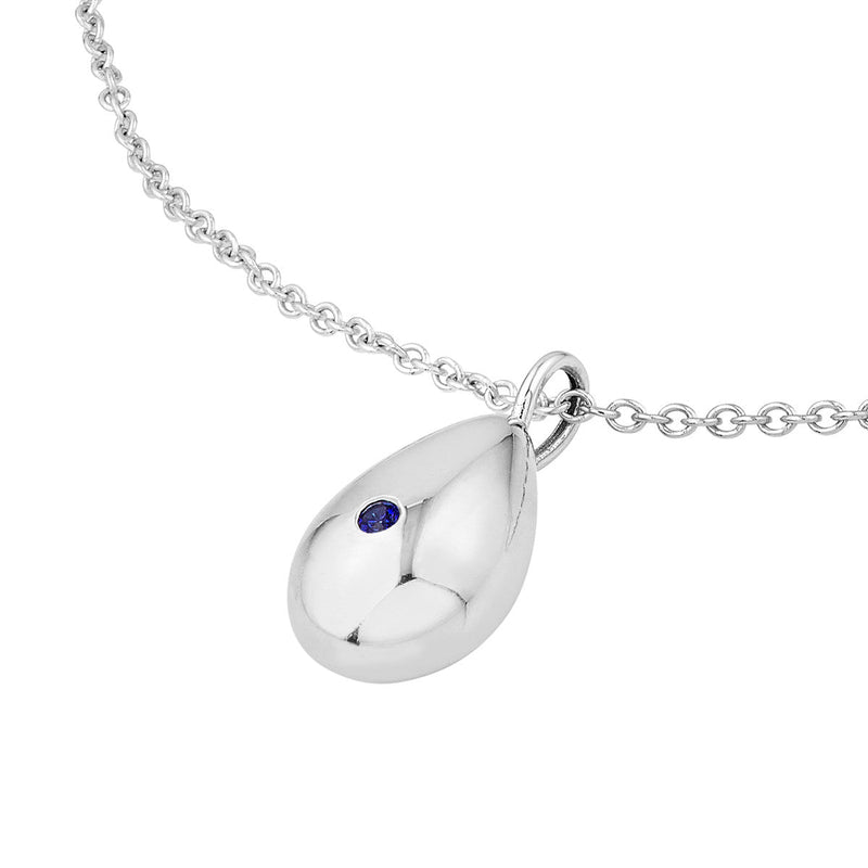 Birmingham Jewelry - 14K White Gold Sapphire Puffed Teardrop Pendant - Birmingham Jewelry