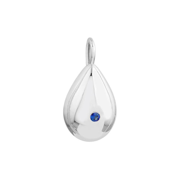 Birmingham Jewelry - 14K White Gold Sapphire Puffed Teardrop Pendant - Birmingham Jewelry