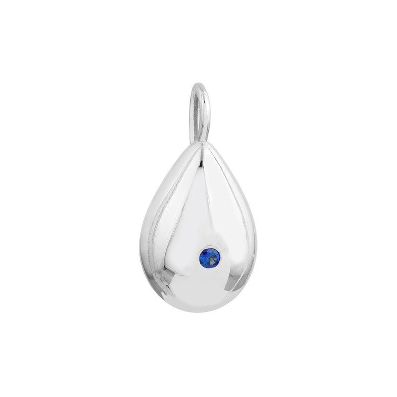 Birmingham Jewelry - 14K White Gold Sapphire Puffed Teardrop Pendant - Birmingham Jewelry