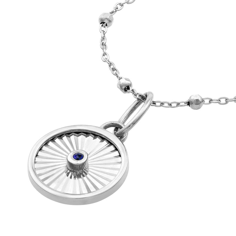 Birmingham Jewelry - 14K White Gold Sapphire Radiant Round Pendant - Birmingham Jewelry