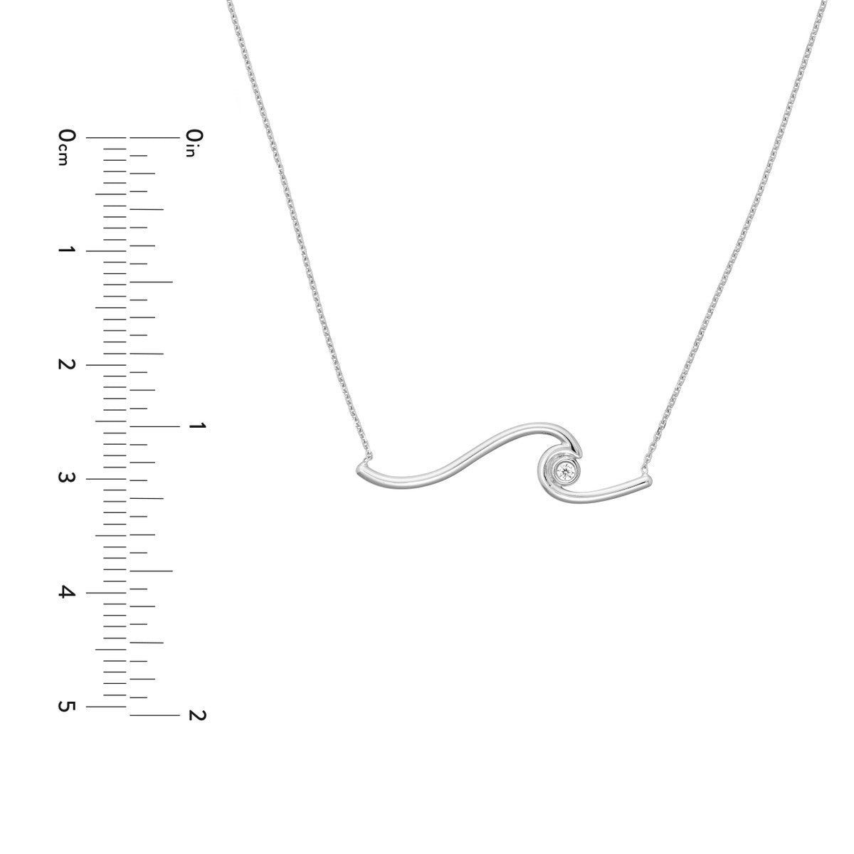Birmingham Jewelry - 14K White Gold Wave Necklace with Diamond Accent - Birmingham Jewelry