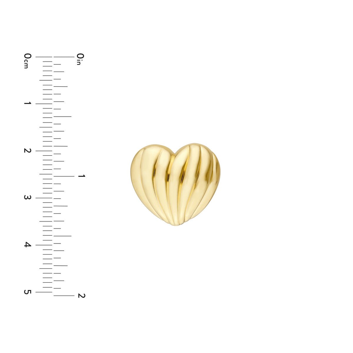 14K Yellow Fluted Heart Stud Earrings Birmingham Jewelry Earrings Birmingham Jewelry 
