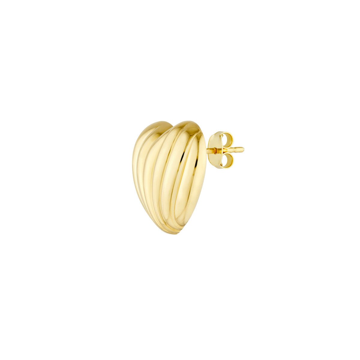 14K Yellow Fluted Heart Stud Earrings Birmingham Jewelry Earrings Birmingham Jewelry 