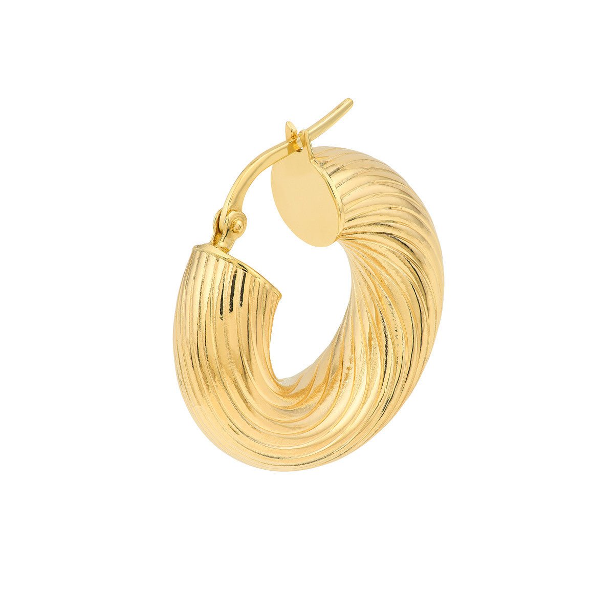 Birmingham Jewelry - 14K Yellow Gold 10.00mm Textured Round Tube Hoop Earrings - Birmingham Jewelry