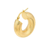 Birmingham Jewelry - 14K Yellow Gold 10.00mm Textured Round Tube Hoop Earrings - Birmingham Jewelry