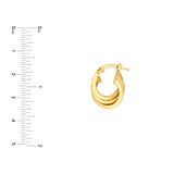 Birmingham Jewelry - 14K Yellow Gold 10.00mm Triple Round Hoop Earrings - Birmingham Jewelry