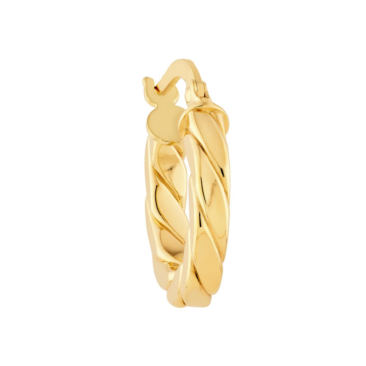 Birmingham Jewelry - 14K Yellow Gold 10.00mm Twist Square Tube Hoop Earrings - Birmingham Jewelry