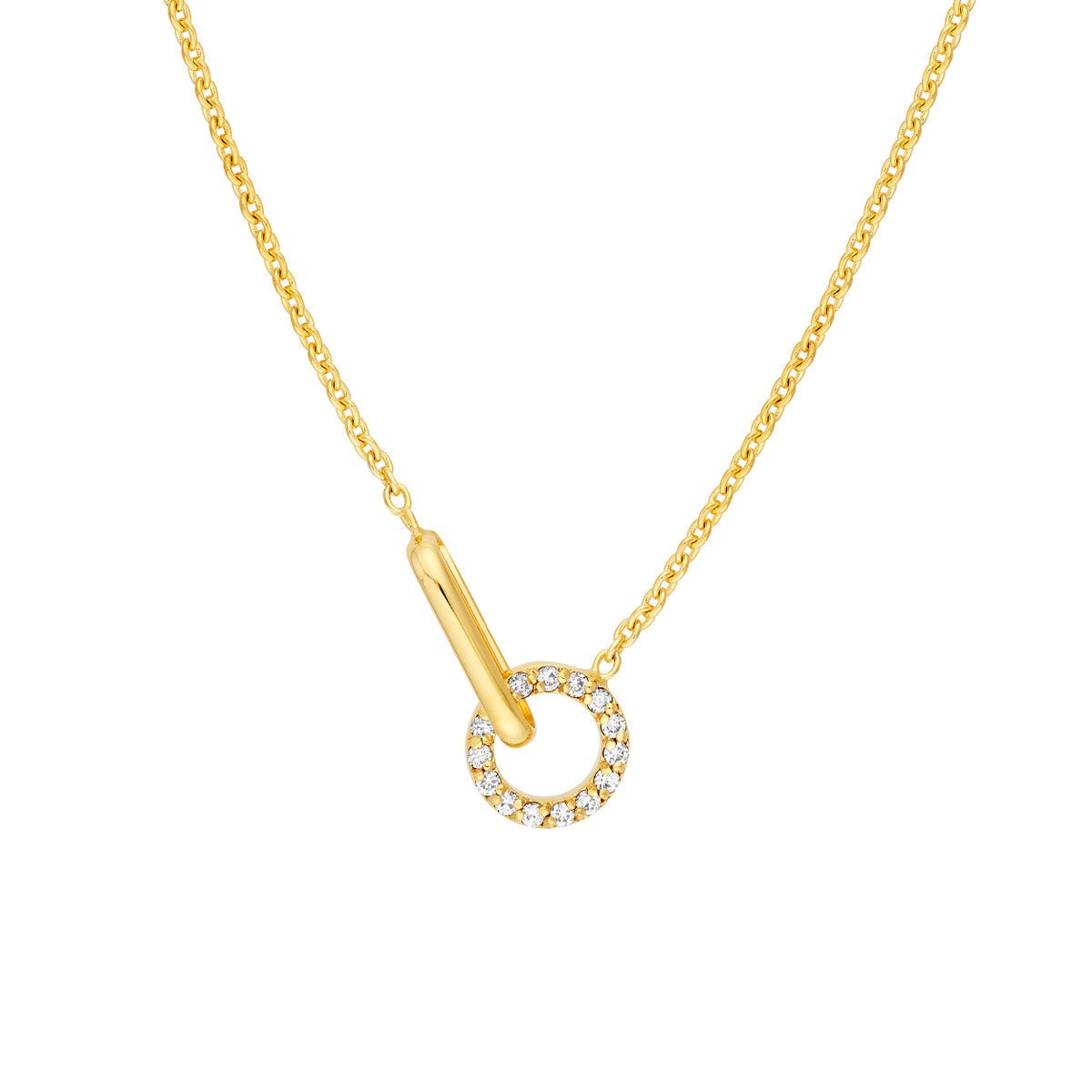 Birmingham Jewelry - 14K Yellow Gold 1/15tcw Diamond Round Link to Oval Necklace - Birmingham Jewelry