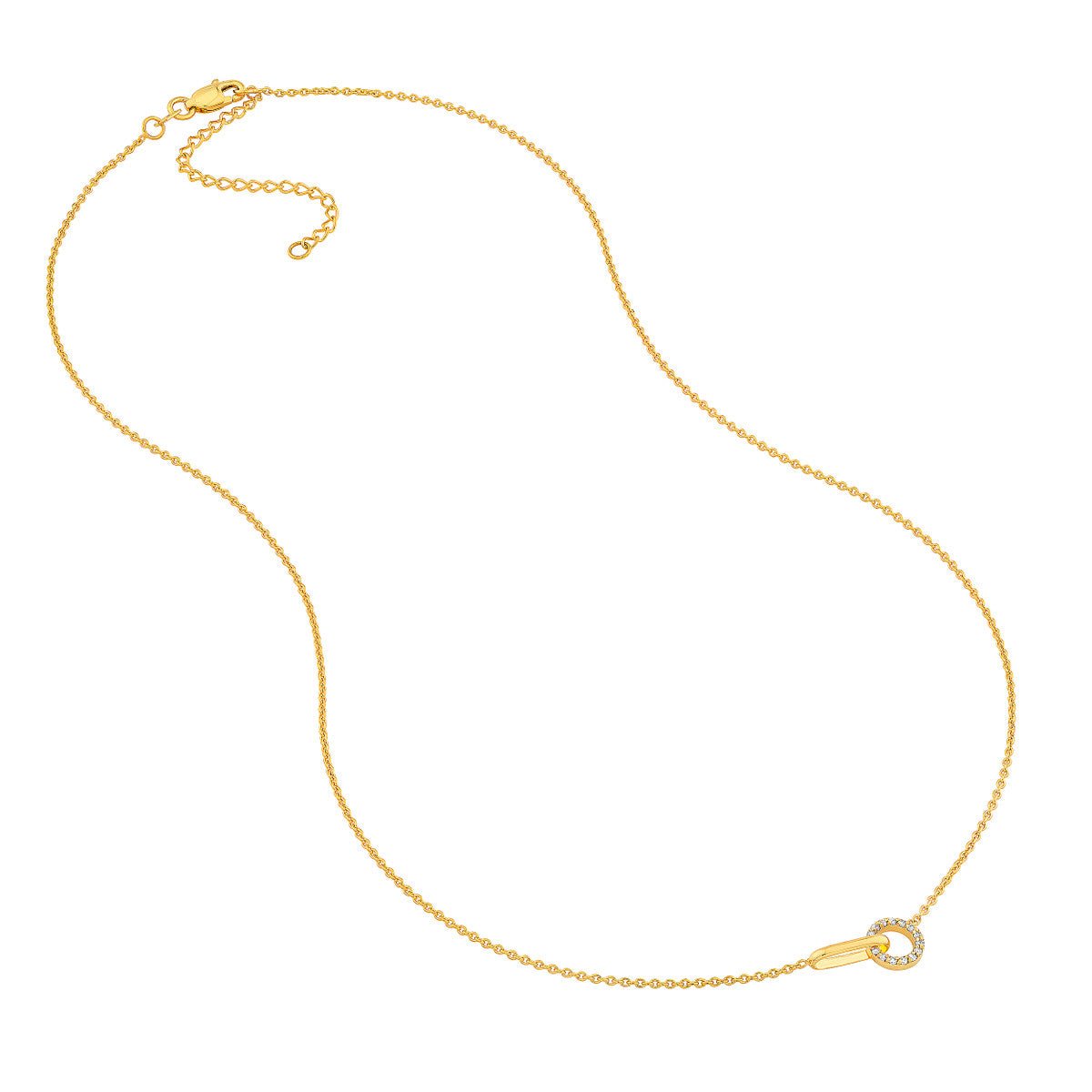 Birmingham Jewelry - 14K Yellow Gold 1/15tcw Diamond Round Link to Oval Necklace - Birmingham Jewelry