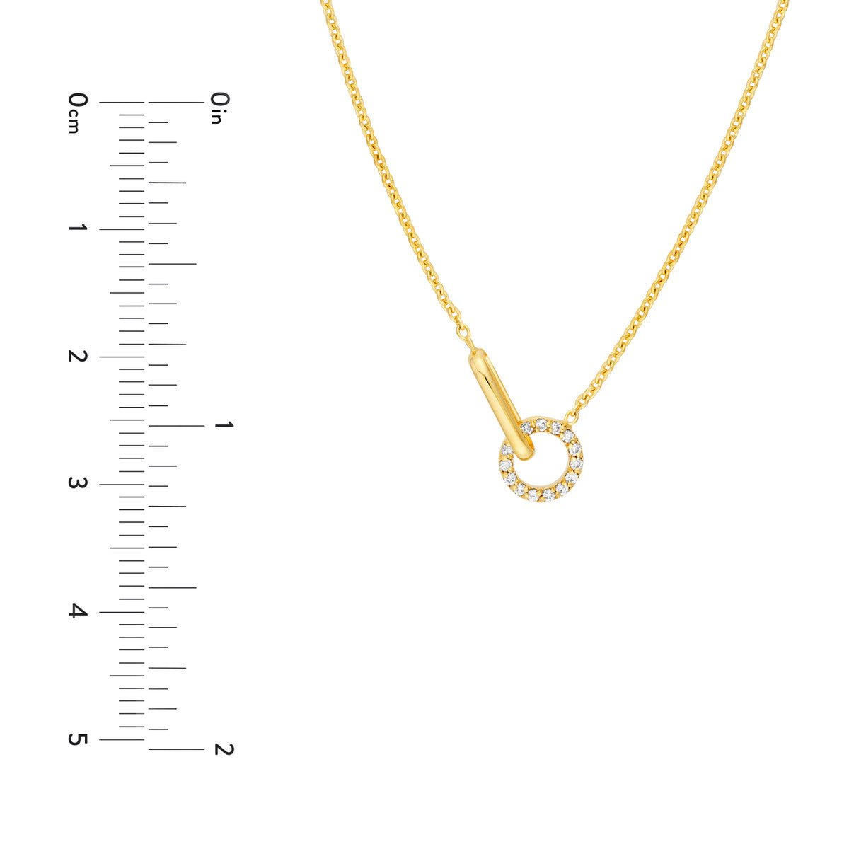 Birmingham Jewelry - 14K Yellow Gold 1/15tcw Diamond Round Link to Oval Necklace - Birmingham Jewelry