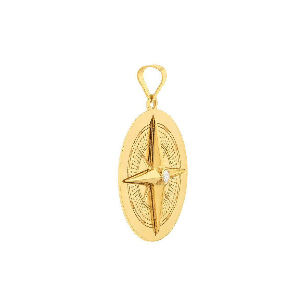 Birmingham Jewelry - 14K Yellow Gold 1/20tcw Diamond Compass Pendant - Birmingham Jewelry