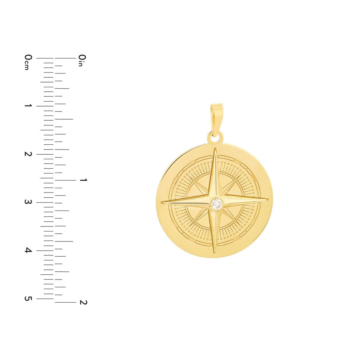 Birmingham Jewelry - 14K Yellow Gold 1/20tcw Diamond Compass Pendant - Birmingham Jewelry