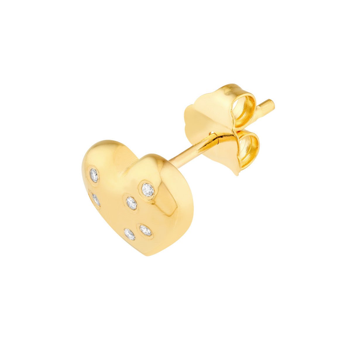 Birmingham Jewelry - 14K Yellow Gold 1/20tcw Diamond Puffy Heart Stud Earrings - Birmingham Jewelry