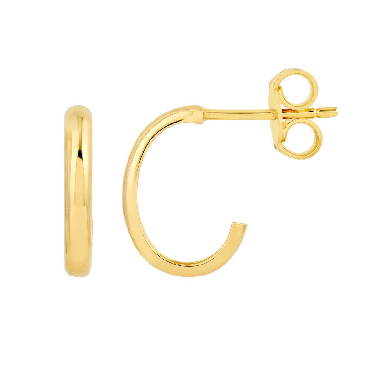 Birmingham Jewelry - 14K Yellow Gold 12.75mm Medium J Hoop Earring - Birmingham Jewelry