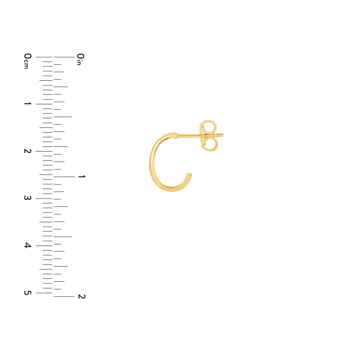 Birmingham Jewelry - 14K Yellow Gold 12.75mm Medium J Hoop Earring - Birmingham Jewelry