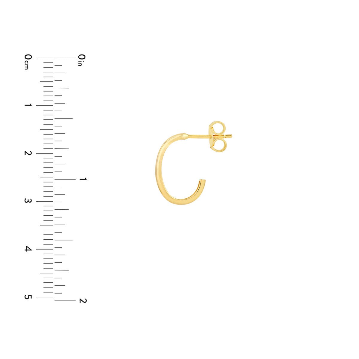 Birmingham Jewelry - 14K Yellow Gold 15.00mm Large J Hoop Earring - Birmingham Jewelry