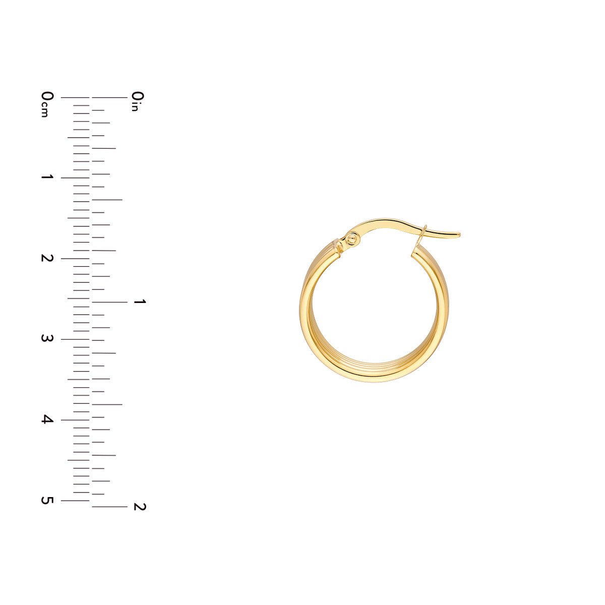 Birmingham Jewelry - 14K Yellow Gold 15.00mm Polished Line Wide Hoop Earrings - Birmingham Jewelry
