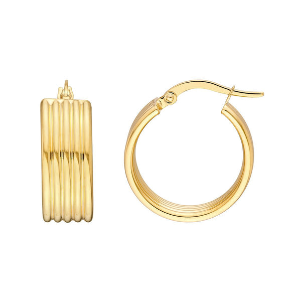 Birmingham Jewelry - 14K Yellow Gold 15.00mm Polished Line Wide Hoop Earrings - Birmingham Jewelry